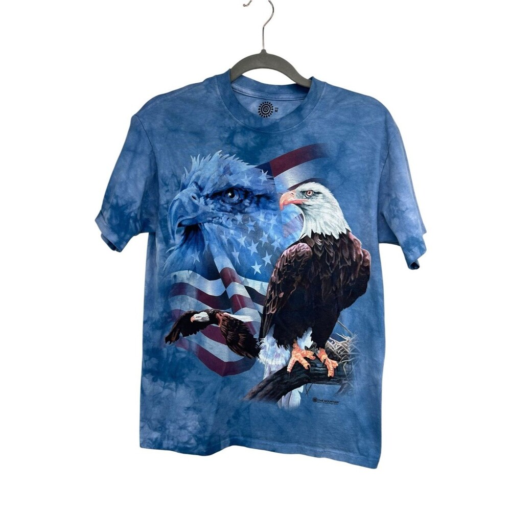 The Mountain Eagle Blue Dye Crew Neck 100% Cotton Short Sleeve Tee Size Medium